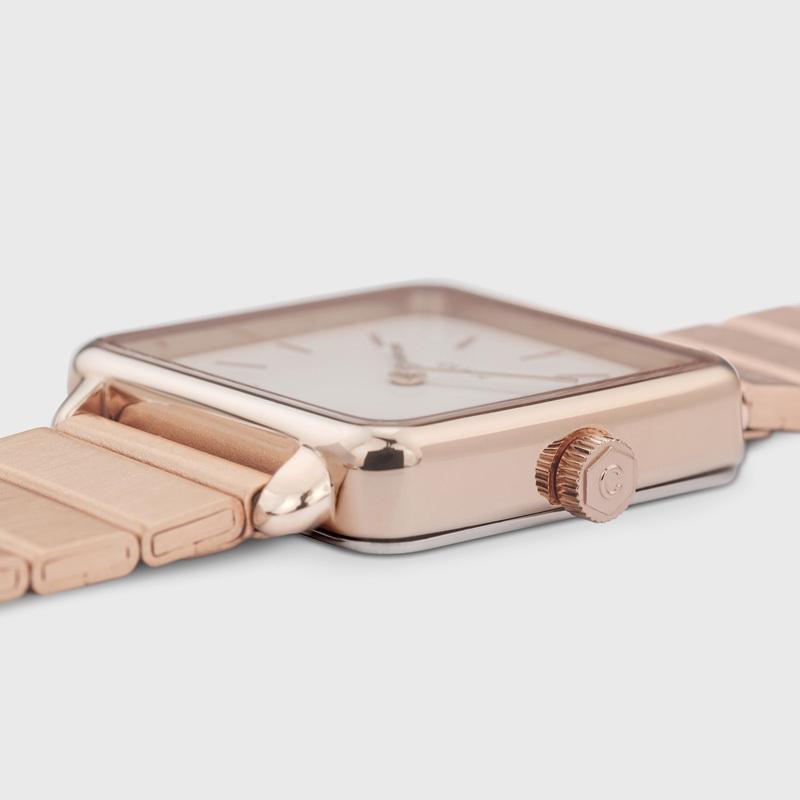 CLUSE Giftbox La Tétragone Watch & Slider Bracelet Rose Gold CG10304 - watch face detail