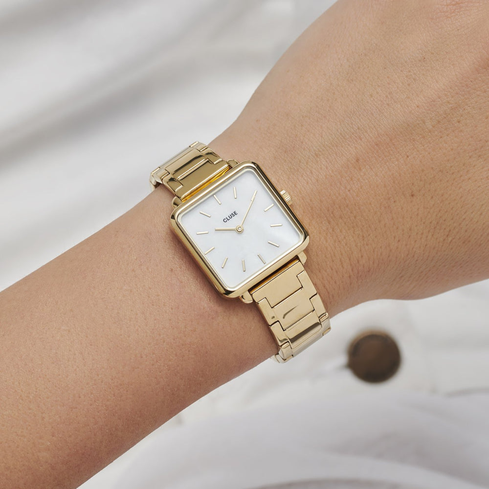 Giftbox La Tétragone Watch & Marble Bracelet Gold CG10303 - watch on the wrist