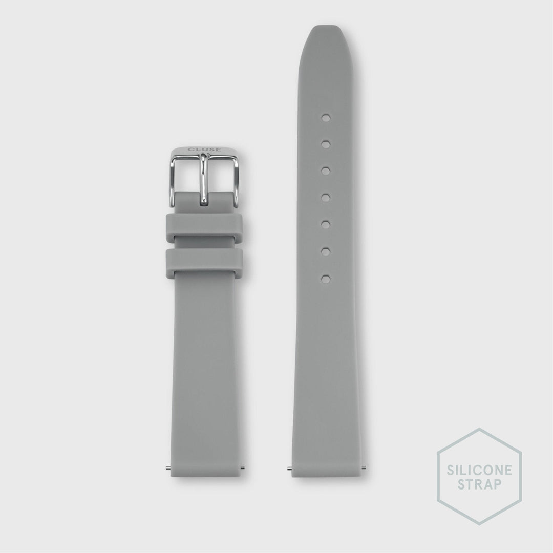 Strap 16 mm Silicone Light Grey, Silver Colour CS12221 - strap