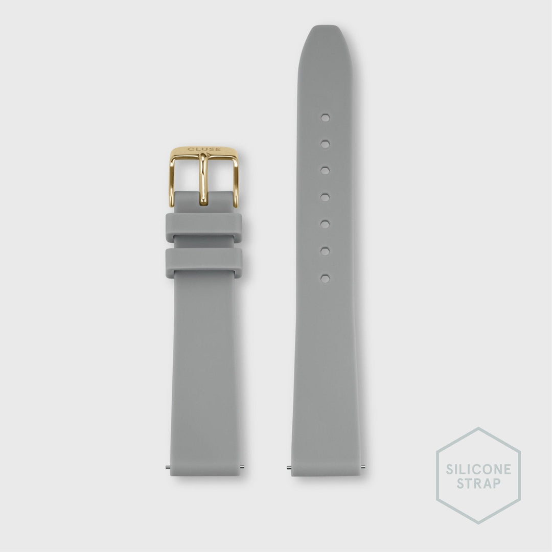 Strap 16 mm Silicone Light Grey, Gold Colour CS12222 - strap