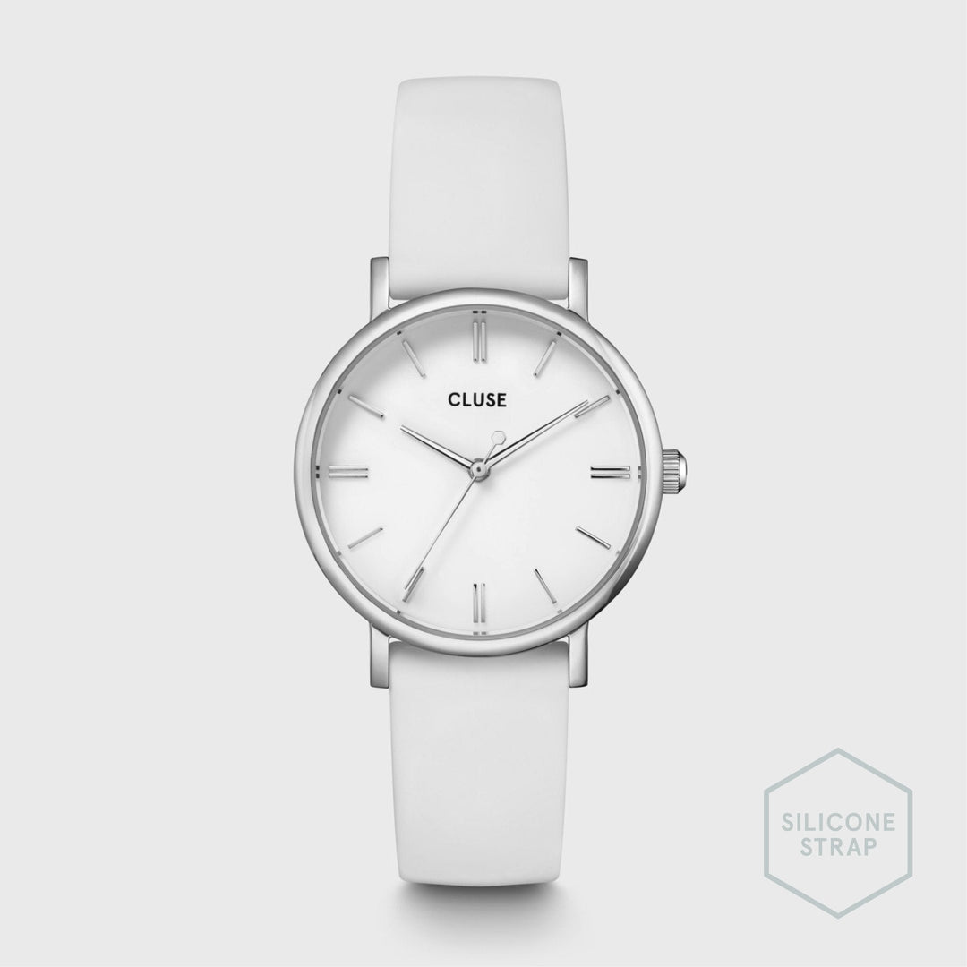 CLUSE Pavane Petite Silicone White, Silver Colour CW11401 - Watch