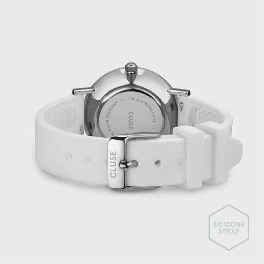 CLUSE Pavane Petite Silicone White, Silver Colour CW11401 - Watch clasp and back