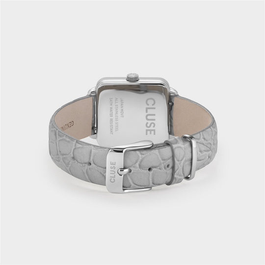 CLUSE Gift box La Tétragone Alligator Watch and Disc Bracelet Silver Colour CG10312 - watch clasp and back