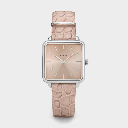 CLUSE Giftbox La Tétragone Watch & Bangle Bracelet Silver CG10308 - Watch face