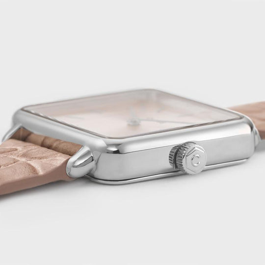 CLUSE Giftbox La Tétragone Watch & Bangle Bracelet Silver CG10308 - Watch face detail