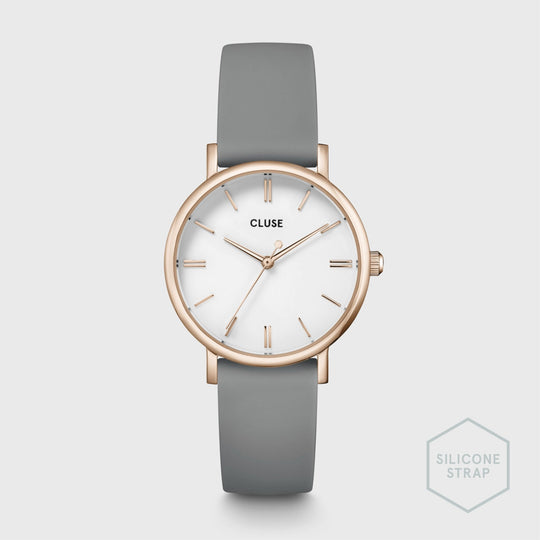 CLUSE Pavane Petite Silicone Light Grey, Rose Gold Colour CW11403 - Watch