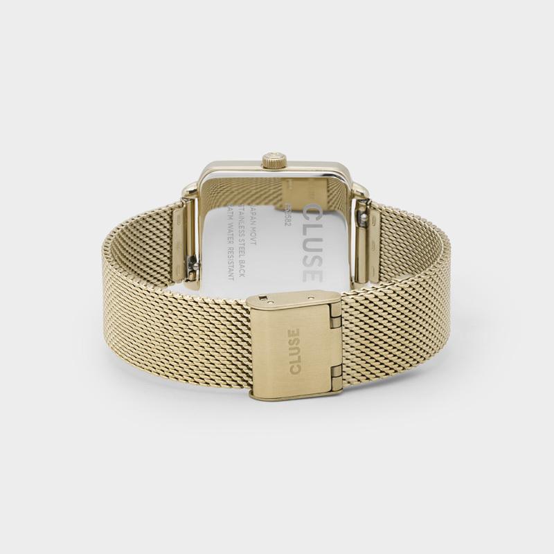 CLUSE Giftbox La Tétragone Watch & Alligator Bracelet Gold CG10306 - watch clasp and back