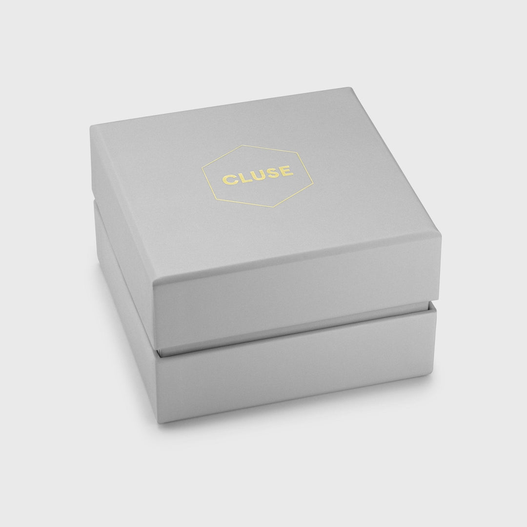 CLUSE Giftbox La Tétragone Watch & Alligator Bracelet Gold CG10306 - Giftbox packaging