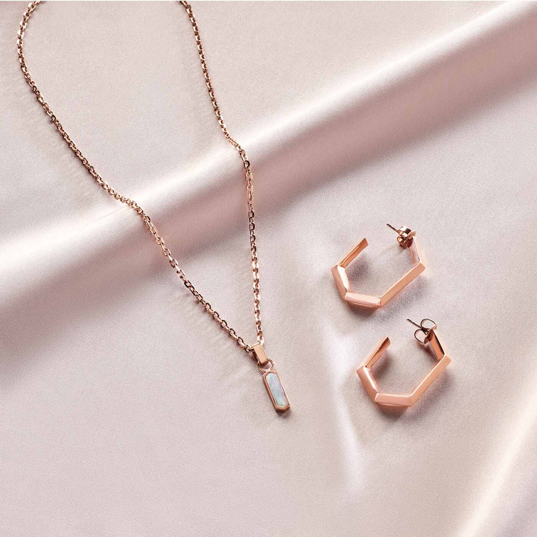 CLUSE Essentielle Hexagon Earrings Rose Gold Colour CE13301 - Earrings