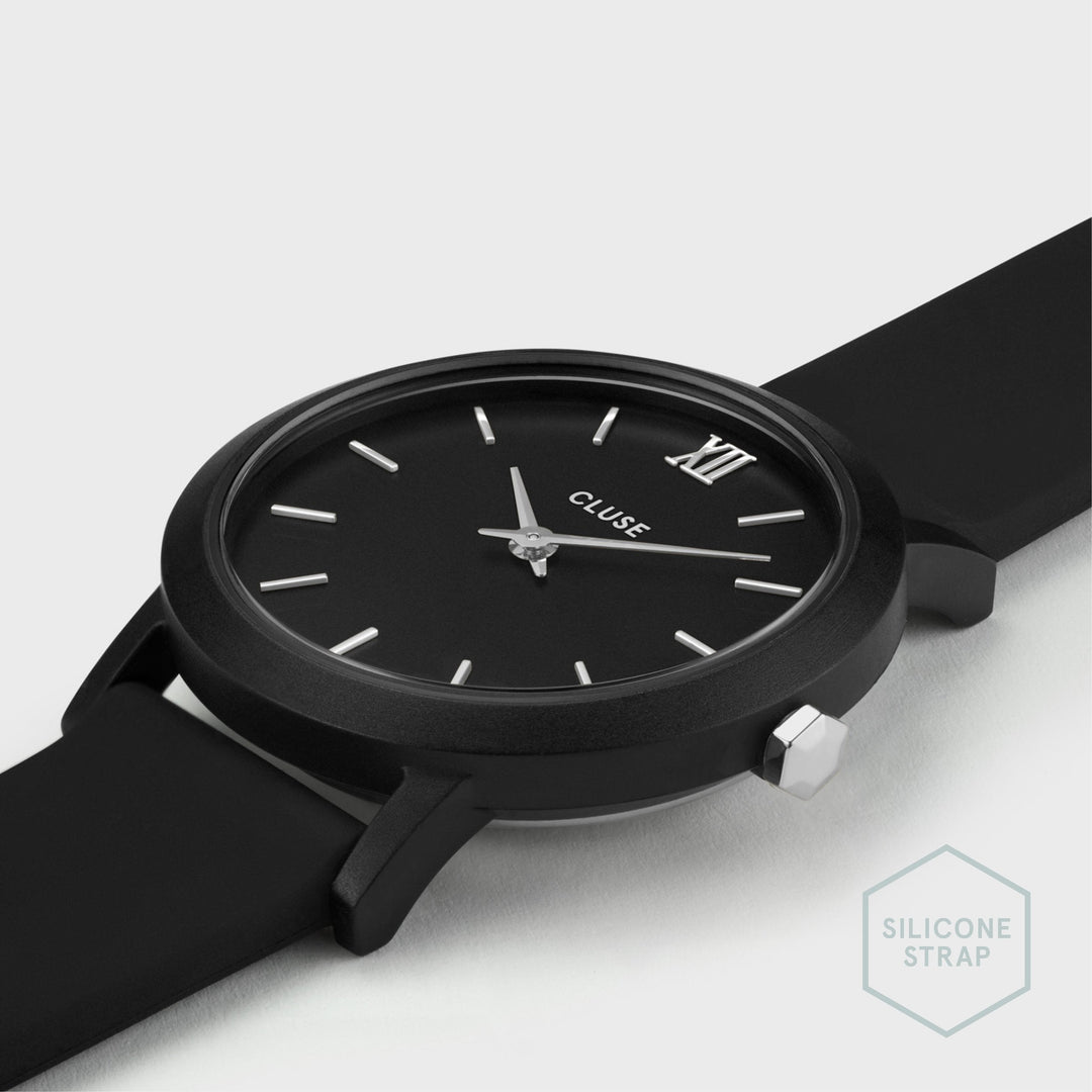 CLUSE Minuit Nylon Black, Silver Colour CW11601 - Watch case detail