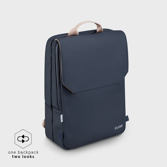 Réversible Backpack, Dark Blue Caramel, Silver Colour CX03502 - Backpack Side dark blue