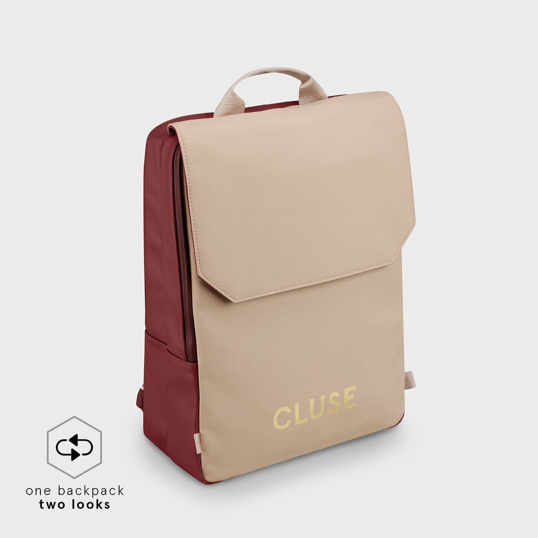 CLUSE Le Réversible Bordeaux/Beige CX03507 - Backpack Side Beige