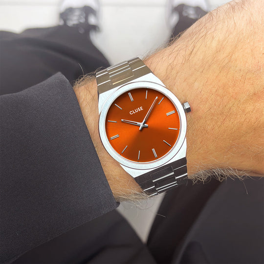 CLUSE Vigoureux Orange Limited Edition CW24101 - Watch on wrist