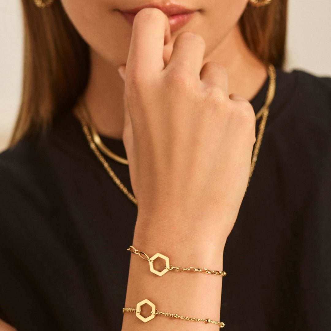 CLUSE Essentielle Mix Chain Bracelet Gold Colour CB13311 - bracelet on wrist