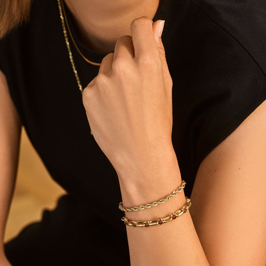 CLUSE Essentielle Mixed Oval Bracelet Gold Colour CB13317 - bracelet on wrist