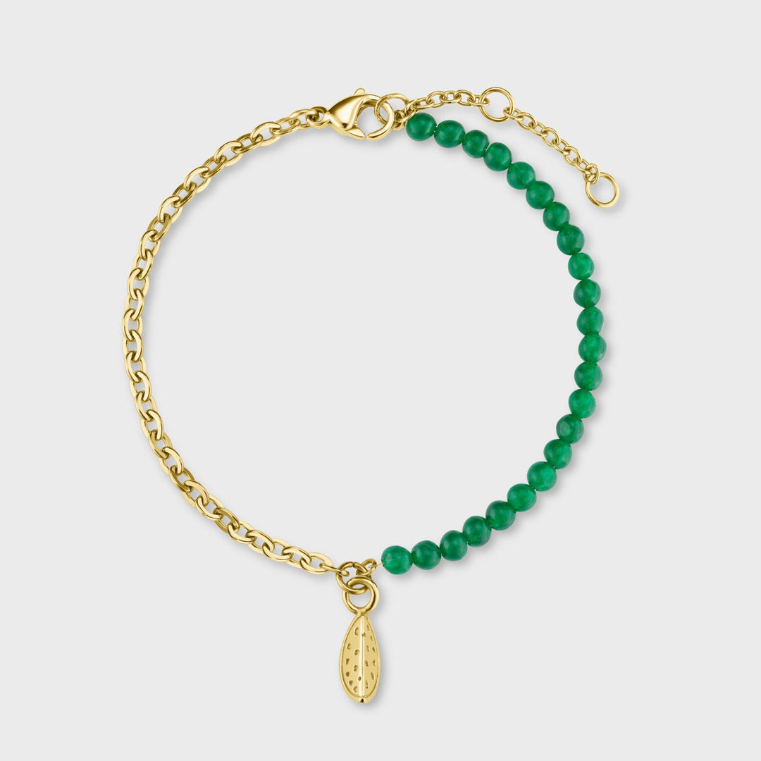 Essentielle Green Beads Watermelon Charm Bracelet, Gold Colour CB13351 - Bracelet