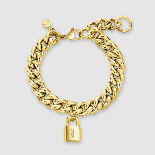 CLUSE Iris Mittenaere Chain Bracelet, Lock Charm, Gold Colour CB14001 - Bracelet
