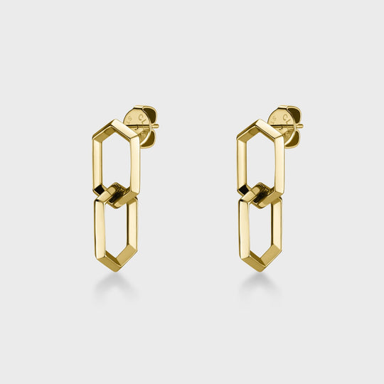 CLUSE Essentielle Double Hexagon Earrings Gold Colour CE13307 - earrings