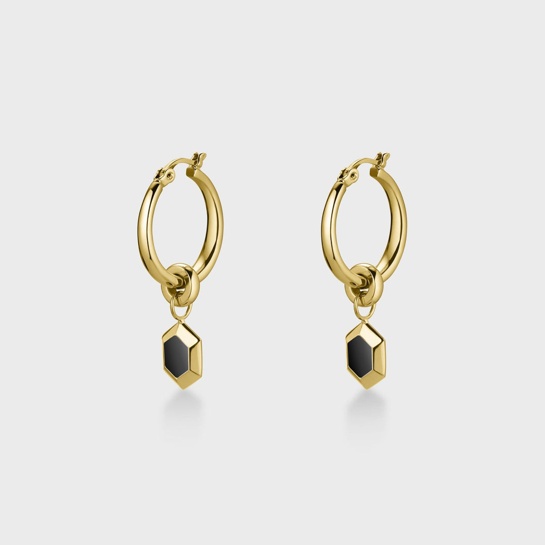 Essentielle Hexagon Pendant Hoops Gold Colour CE13310 - Earrings