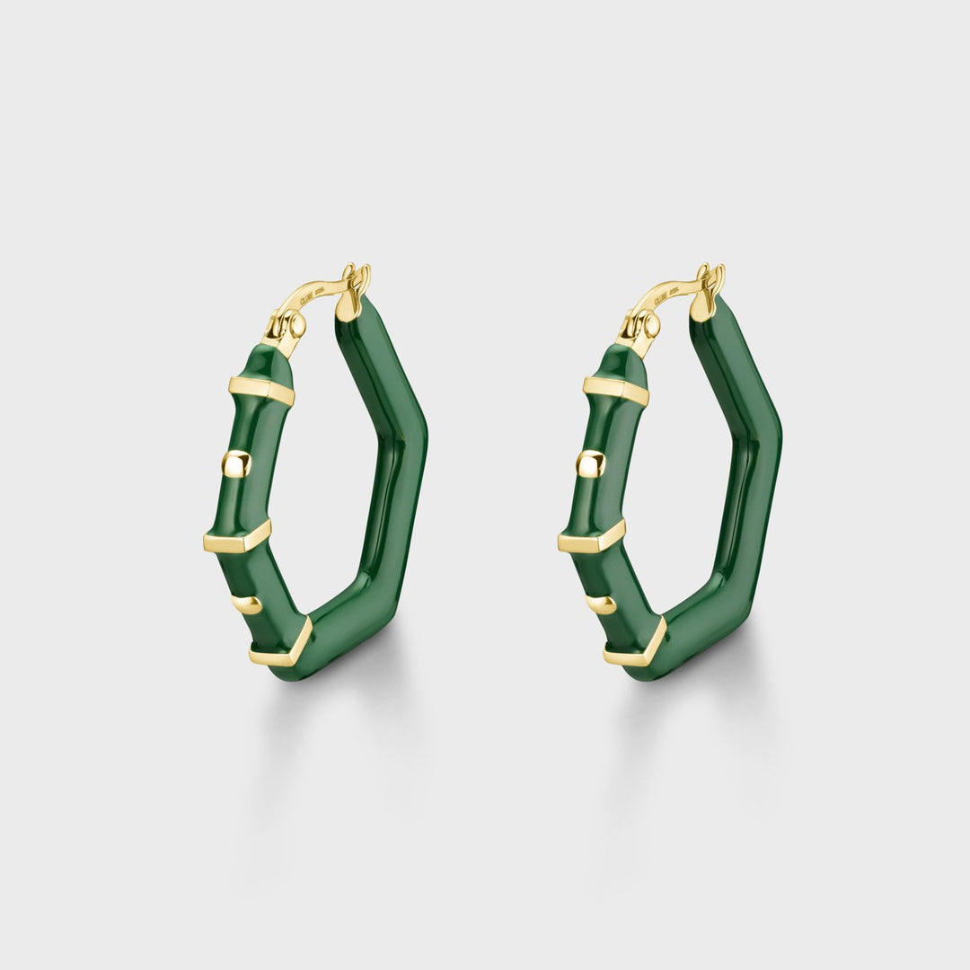 CLUSE Essentielle Hexagon Hoops Earrings Green, Gold Colour CE13316 - Earrings