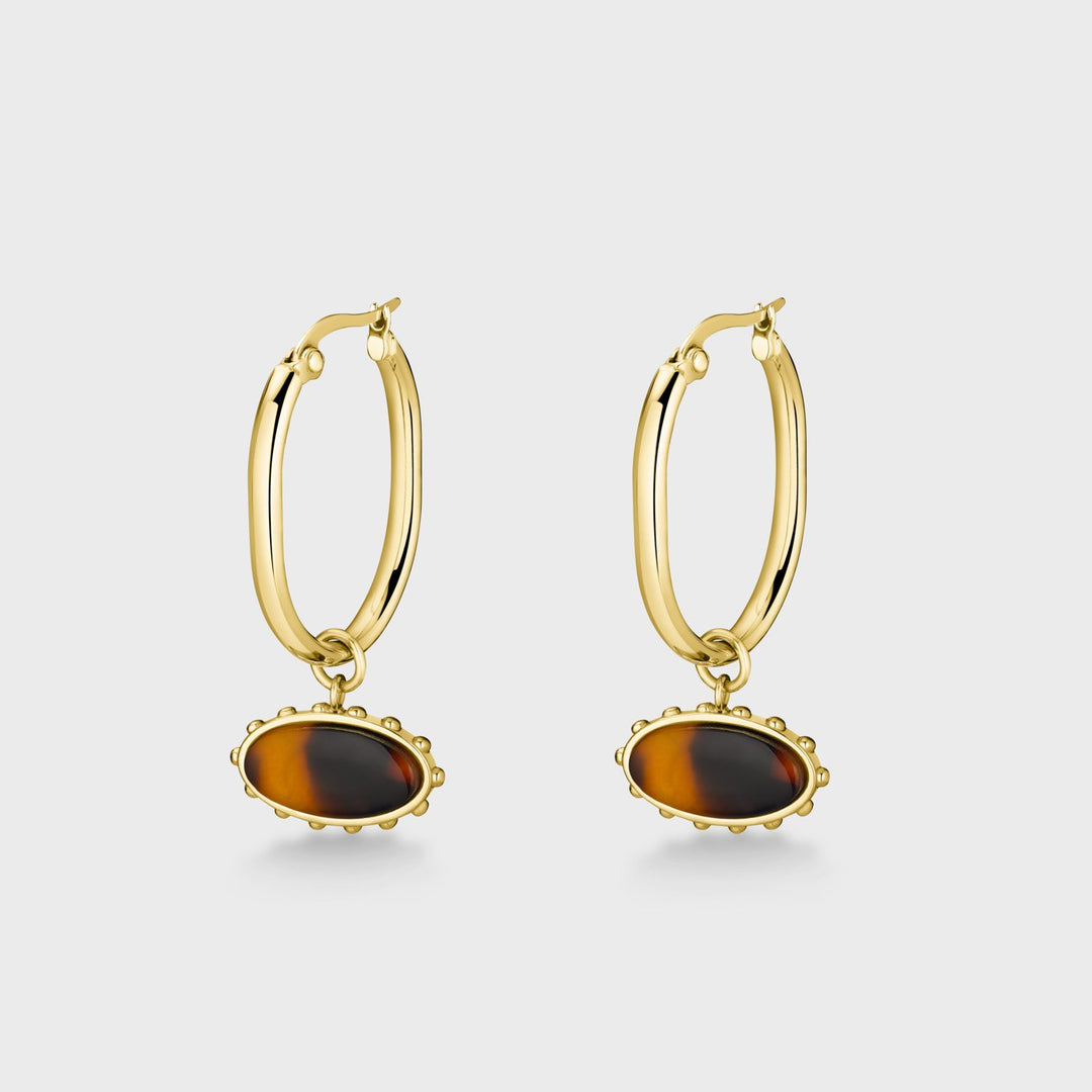 CLUSE Essentielle Oval Charm Hoop Earrings, Gold Colour CE13322 - Earrings