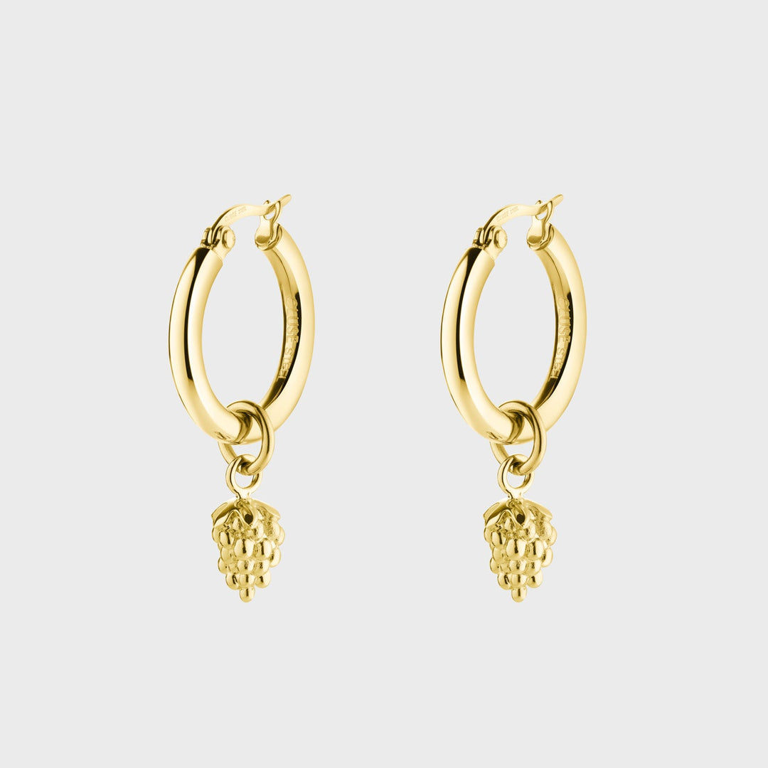 Essentielle Grape Charm Hoop Earrings, Gold Colour CE13329 - Earrings