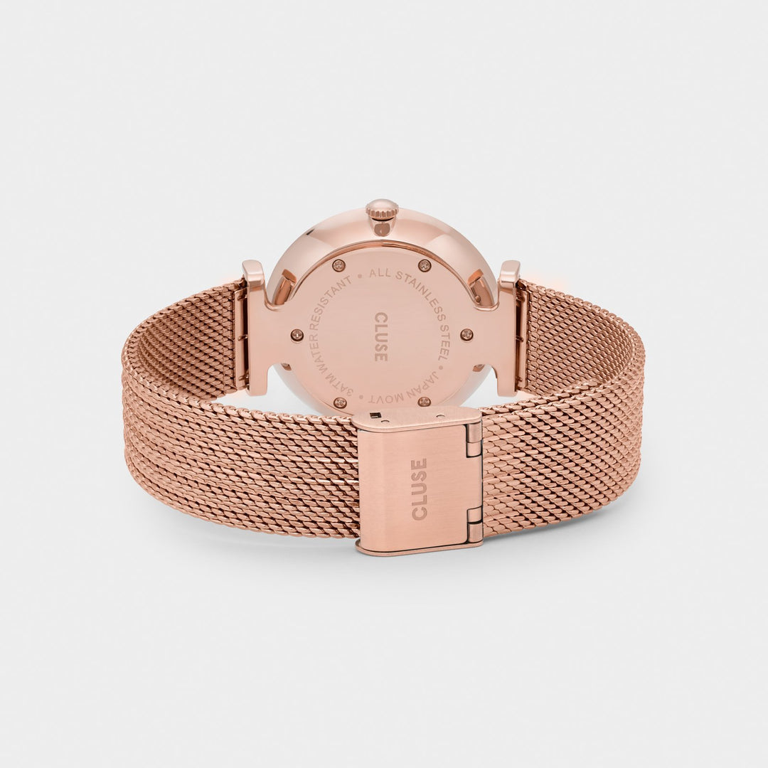 CLUSE Triomphe Mesh, Rose Gold, White & Star Bracelet Gift Box CG108208001 - watch clasp and back