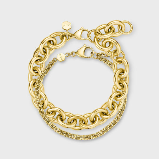 Gift Box Double Link and Round Chain Bracelet, Gold Colour CG10112 - bracelets