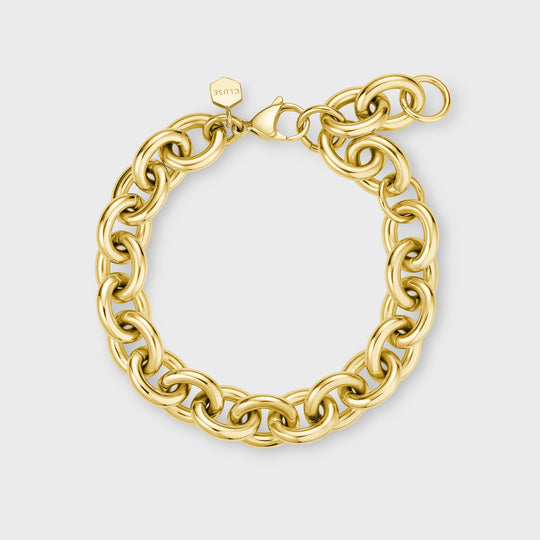 Gift Box Double Link and Round Chain Bracelet, Gold Colour CG10112 - chunky bracelet