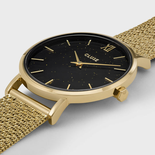 CLUSE Gift Box Minuit Special Mesh Gold Colour & Leather Strap CG10201 - watch detail
