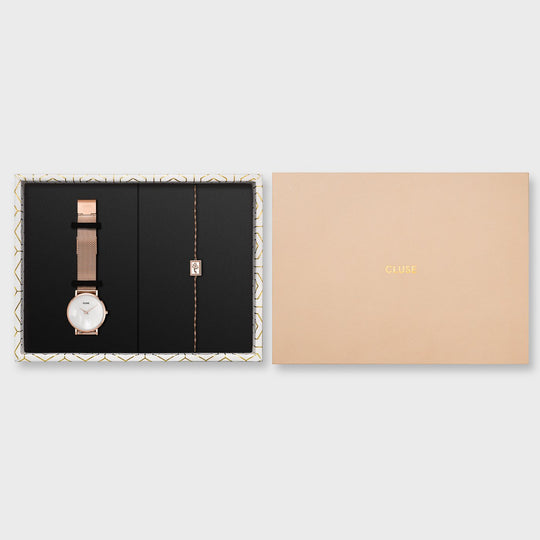 CLUSE Giftbox Minuit Watch & Snake Bracelet Rose Gold CG10202 - Giftbox