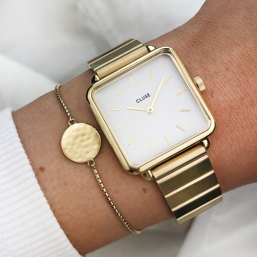 Giftbox La Tétragone Watch & Slider Bracelet Gold CG10305 - watch on the wrist