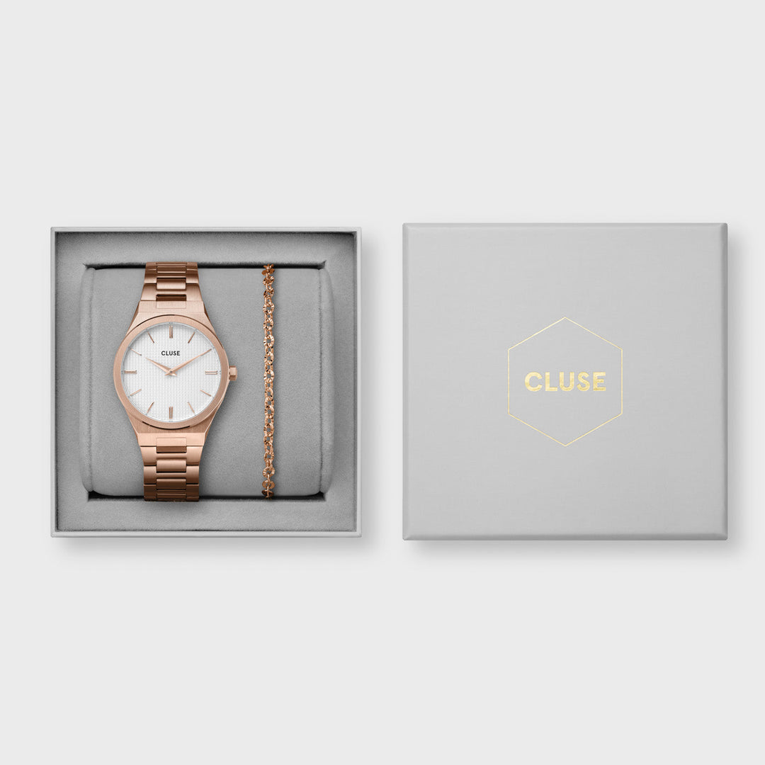 Gift Box Vigoureux Watch and Essentielle Shiny Bracelet, Rose Gold Colour CG10601 - Gift box
