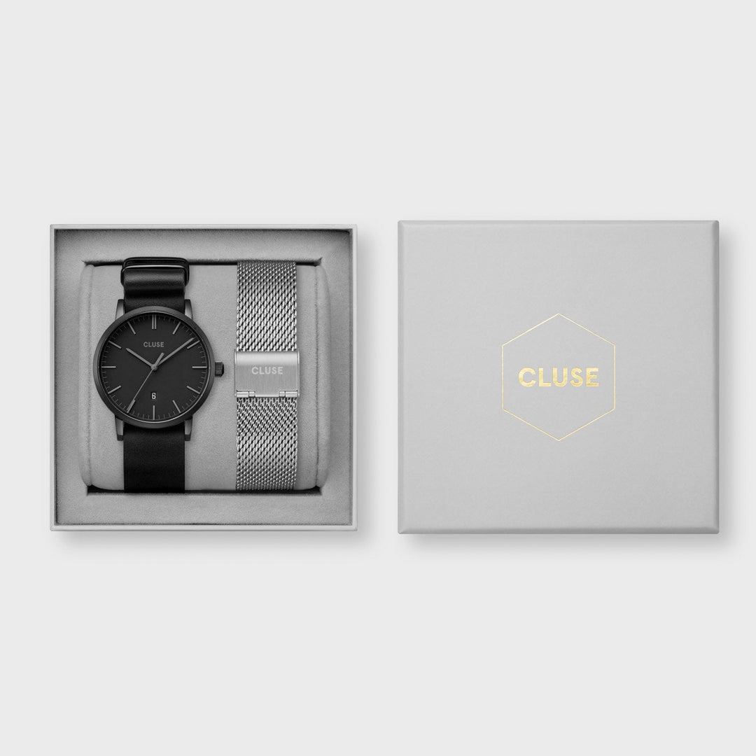 CLUSE Gift box Aravis Watch Black Colour And Mesh Strap CG20903 - Giftbox packaging