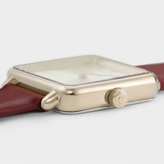 CLUSE La Tétragone Gold/Scarlet Red CL60009 - watch case detail