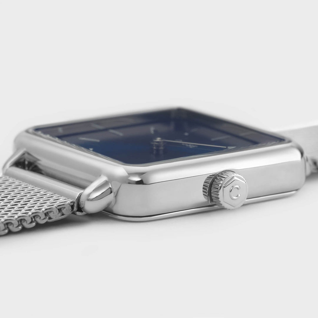 CLUSE La Tétragone Mesh Silver/Marine Blue CL60011 - watch case detail
