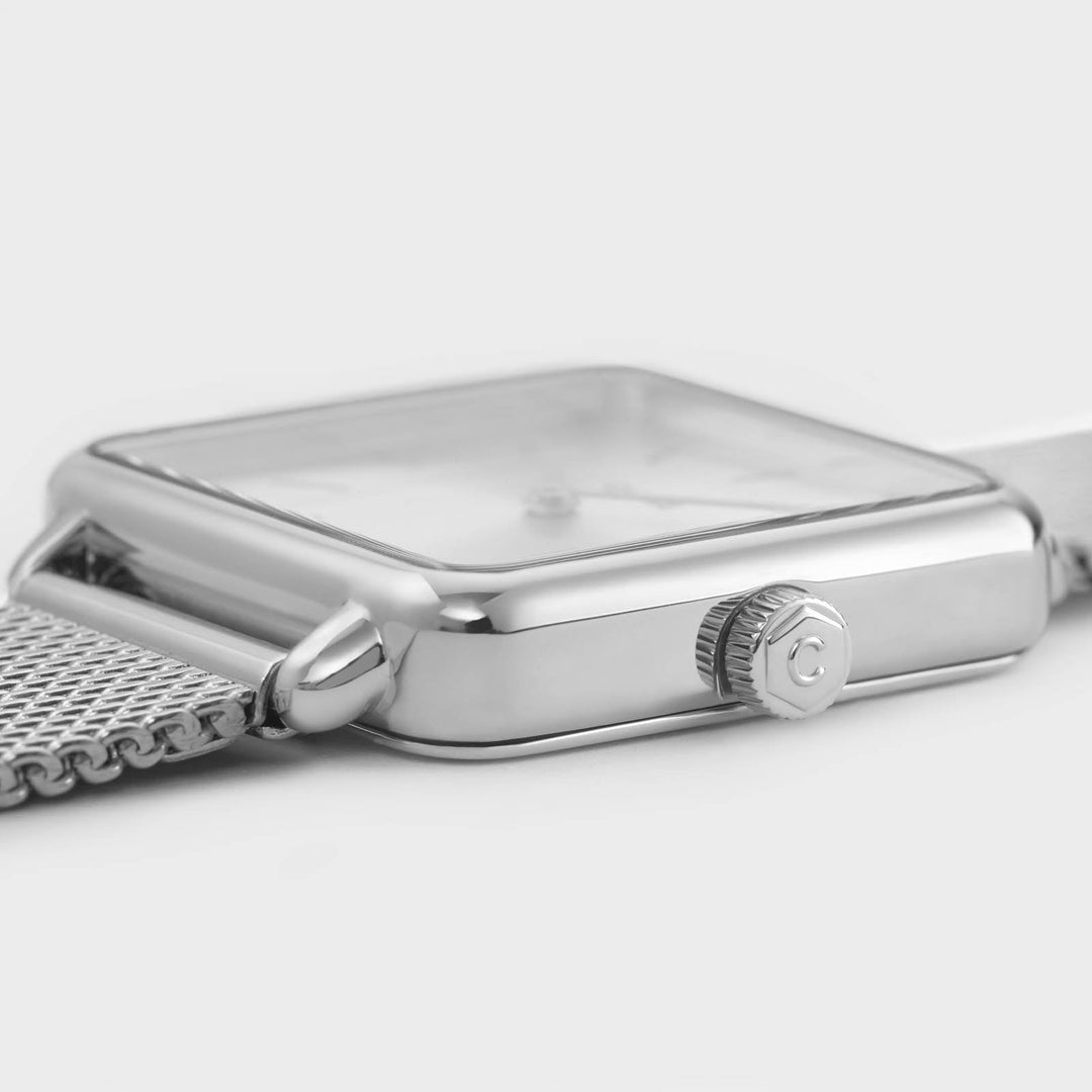 CLUSE La Tétragone Mesh Full Silver CL60012 - watch case detail