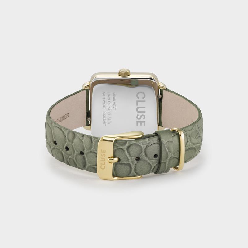 CLUSE La Tétragone Gold White/Green Alligator CL60016 - Watch clasp and back