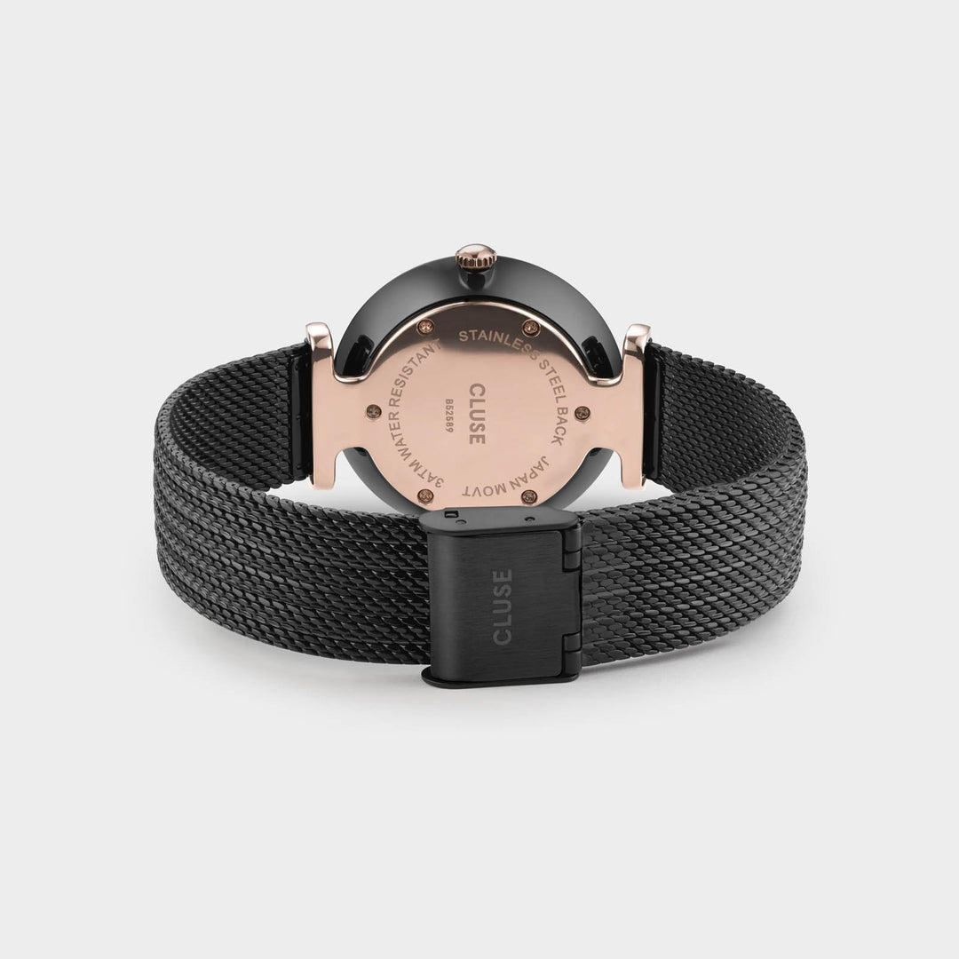 CLUSE Triomphe Mesh Black/Black CL61004 - watch clasp and back