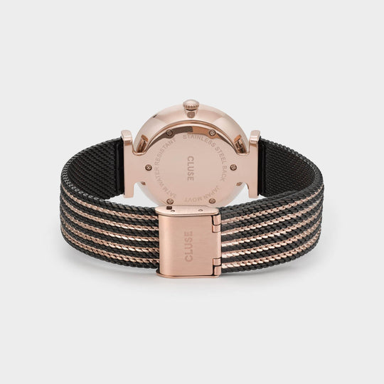 CLUSE Triomphe Mesh Bicolour Rose Gold Black /Black CL61005 - watch clasp and back