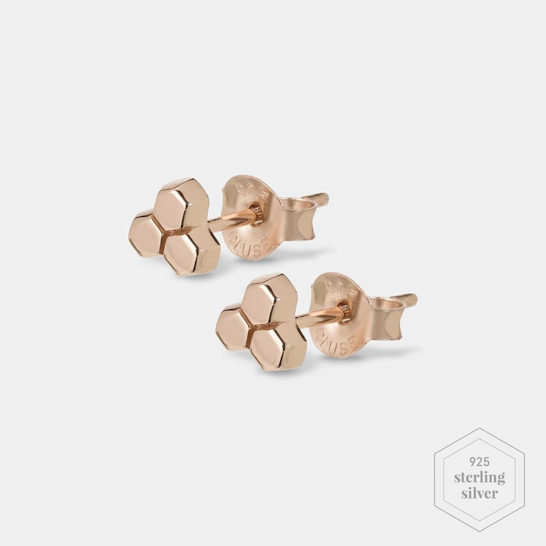 CLUSE Essentielle Rose Gold Three Hexagon Stud Earrings CLJ50017 - Earrings