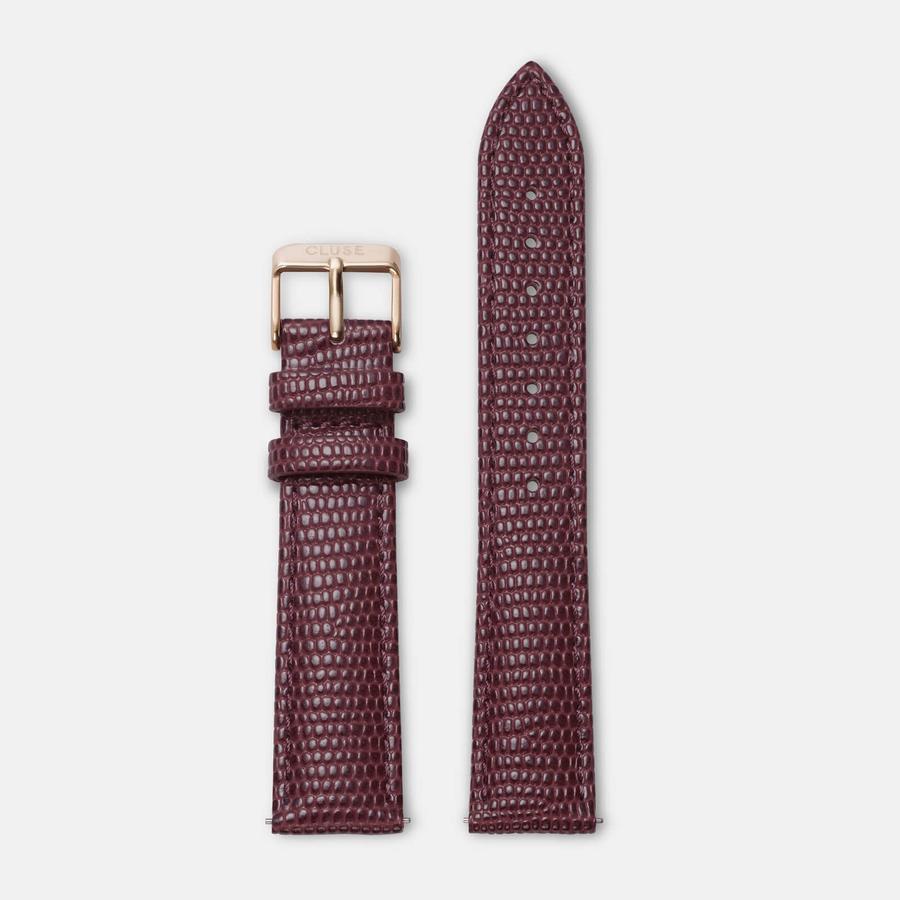 CLUSE 18 mm Strap Burgundy Lizard/Rose Gold CS1408101016 - strap
