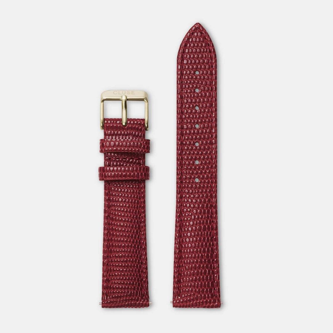 CLUSE Strap 18 mm Leather Red Lizard, Gold Colour CS1408101018 - strap