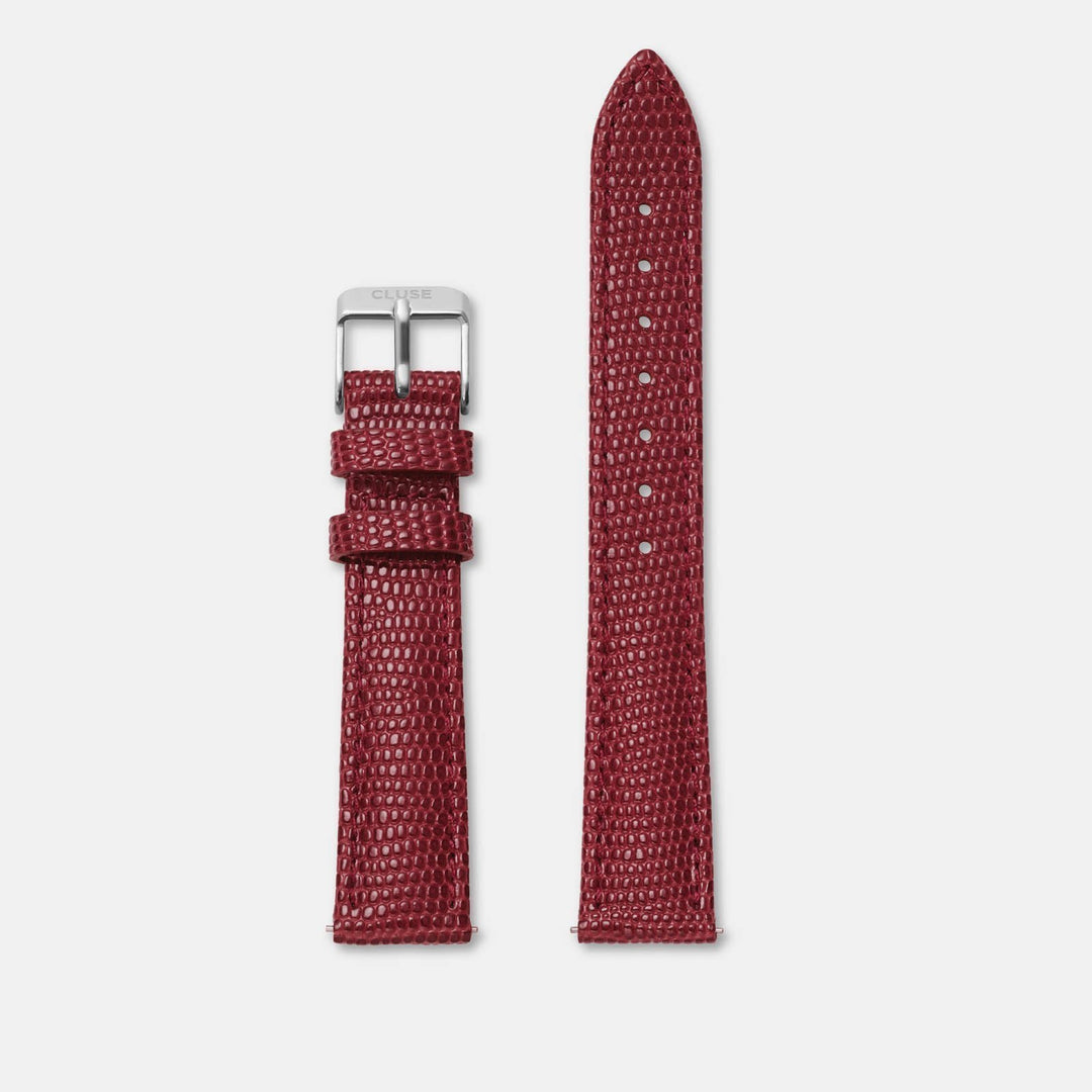 CLUSE 16 mm Strap Deep Red Lizard/Silver CS1408101036 - strap