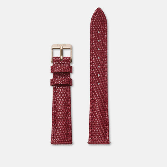 CLUSE 16 mm Strap Leather Deep Red Lizard/Rose Gold CS1408101038 - Strap