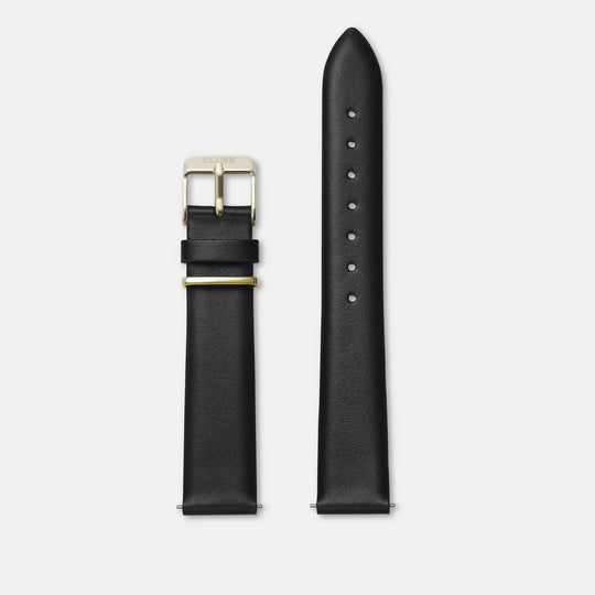 CLUSE Strap 16 mm Leather Metal Loop, Black/Gold CS1408101044 - Strap