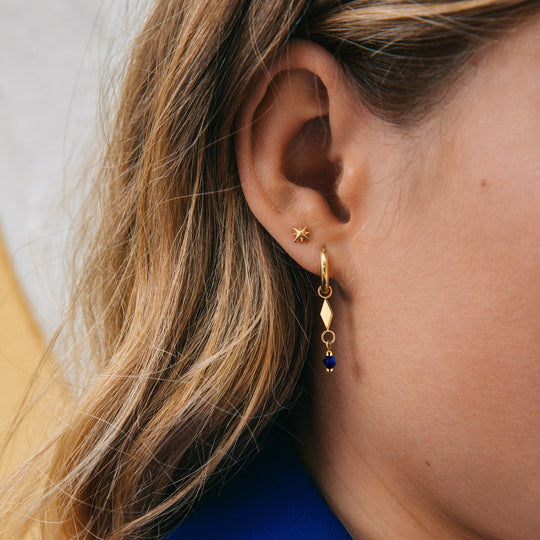 Zoé Earrings Set Blue, Gold Colour