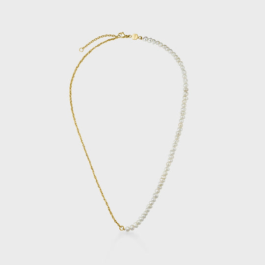 CLUSE Essentielle Mixed Chain Pearl Necklace, Gold Colour CN13312 - Necklace