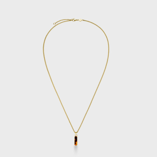 CLUSE Essentielle Hexagon Brown Charm Necklace, Gold Colour CN13313 - Necklace