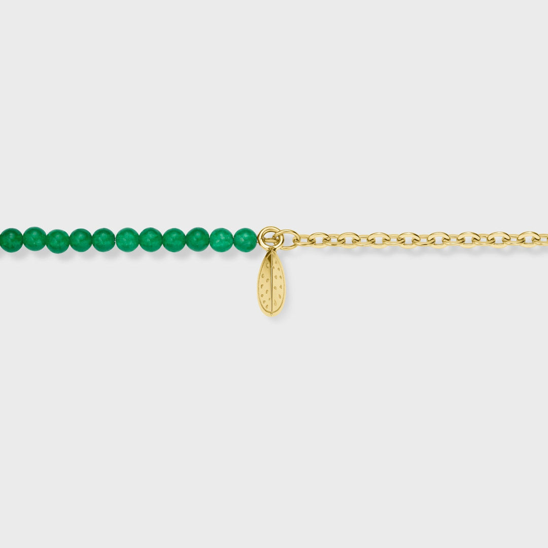 Essentielle Green Beads Watermelon Charm Bracelet, Gold Colour CB13351 - Bracelet charm detail